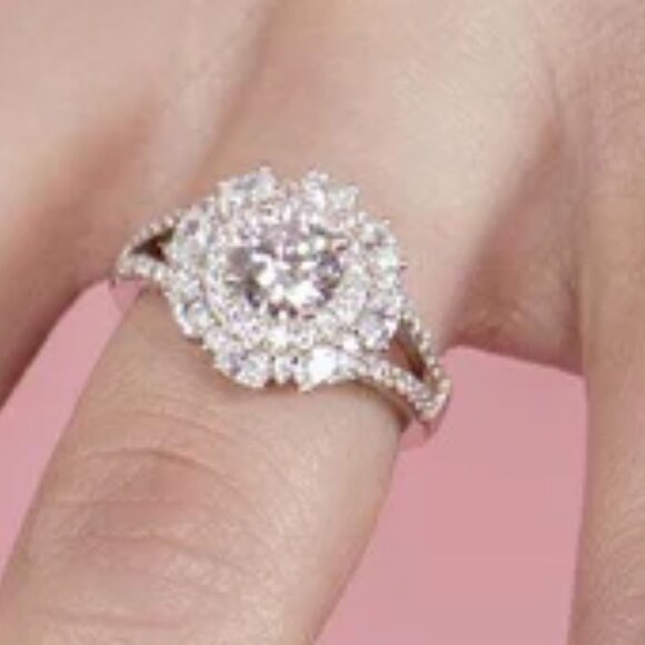 Sterling Silver 925 Rhodium Plated Round Multi CZ Ring - Picture 3 of 5